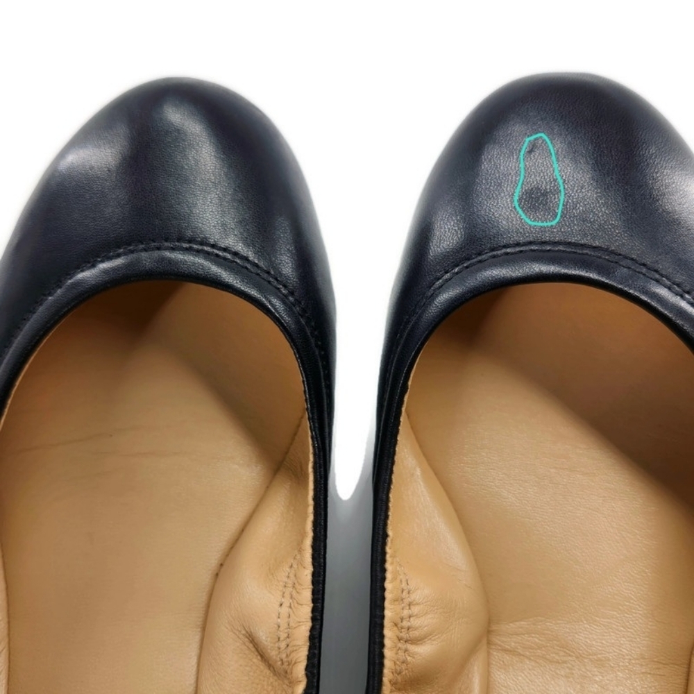 Cole Haan Black Smooth Leather Round-Toe Elasicized Sides Slip-On Ballet Flats - Picture 12 of 12